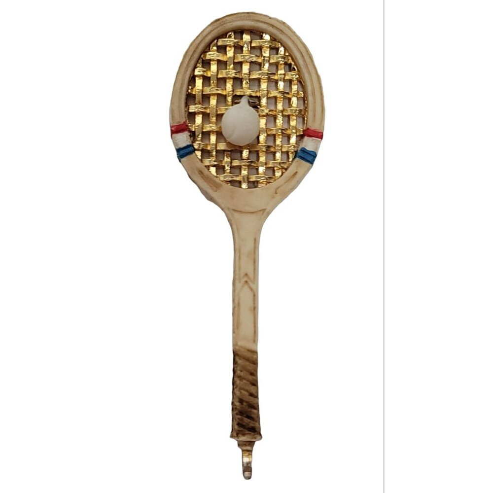 Luca Razza Resin Tennis Racket With Ball Dangle Pendant, Signed